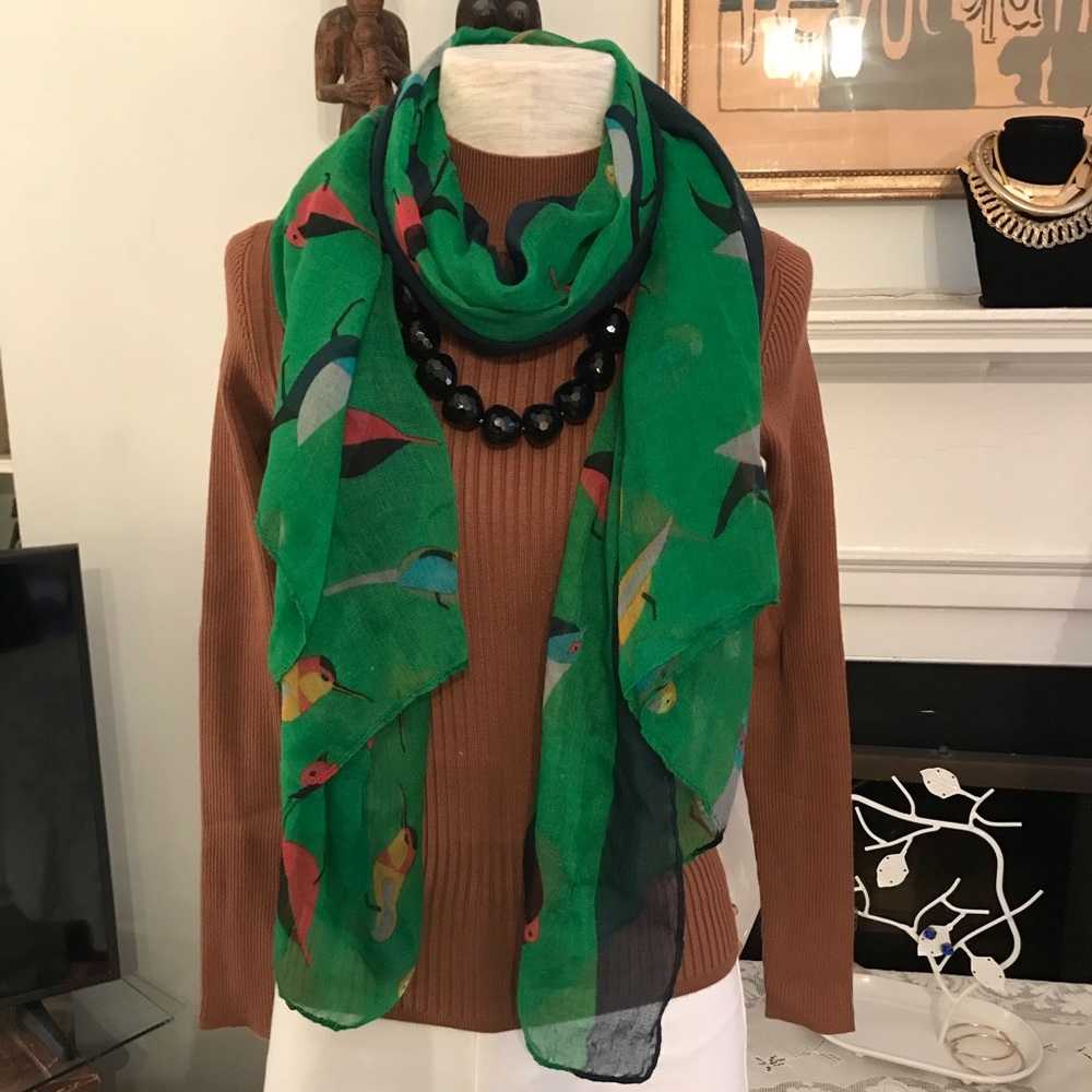 Unbranded Multicolor Rectangular Scarf With Bird … - image 3